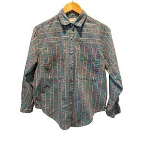 Vintage Nuovo Southwestern Aztec Boho Button Up Shirt (S) Cowgirl DesertStyle